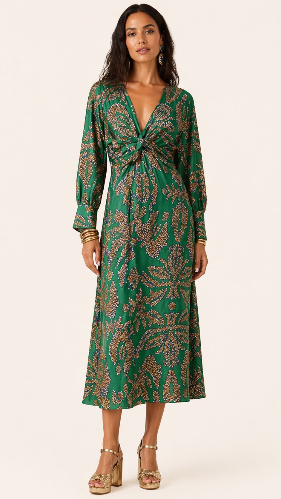 ELARA Long Sleeve Midi Dress