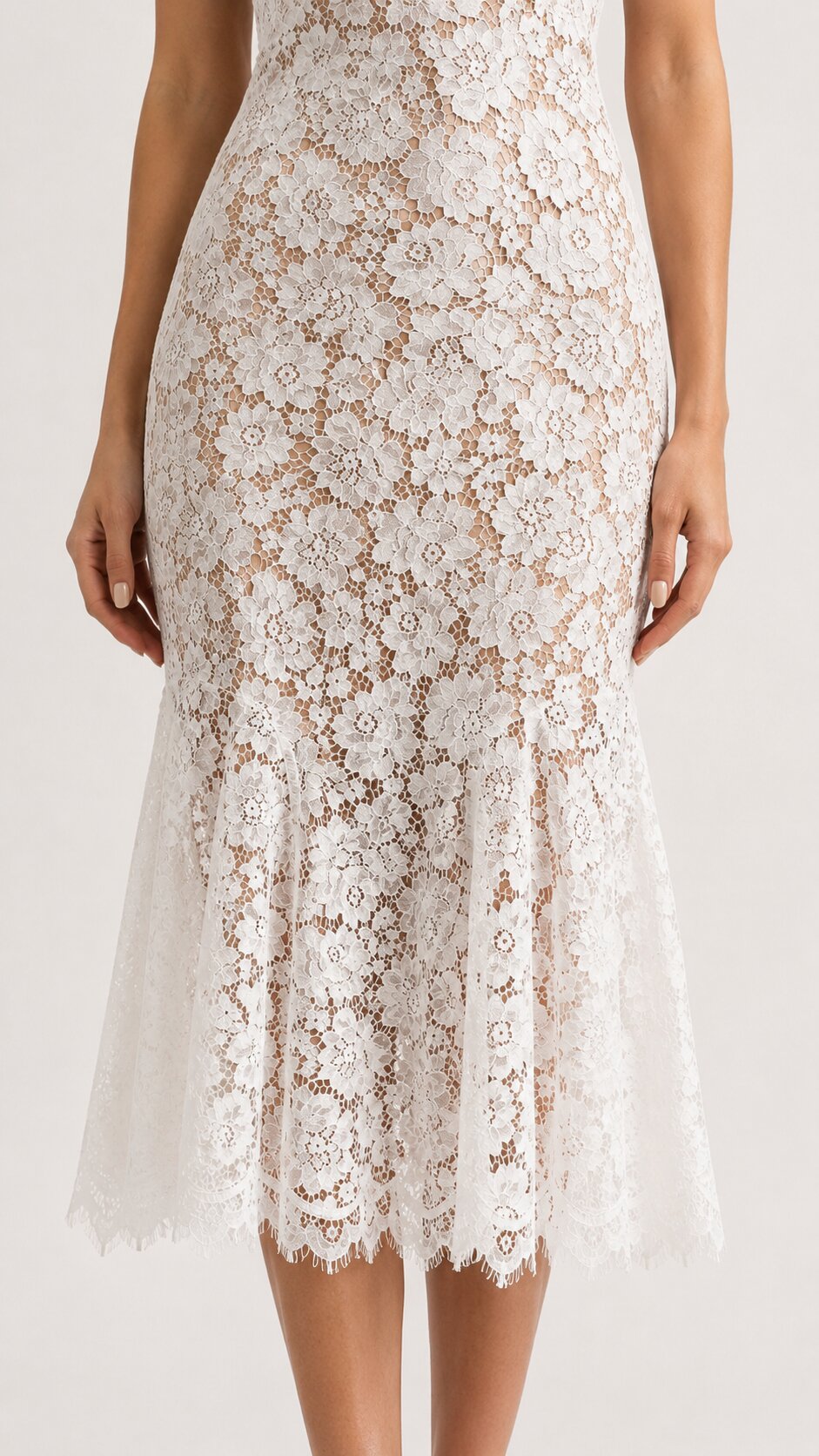 AVALINE Short Sleeve Lace Midi Dress