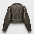VALORA Cropped Leather Jacket
