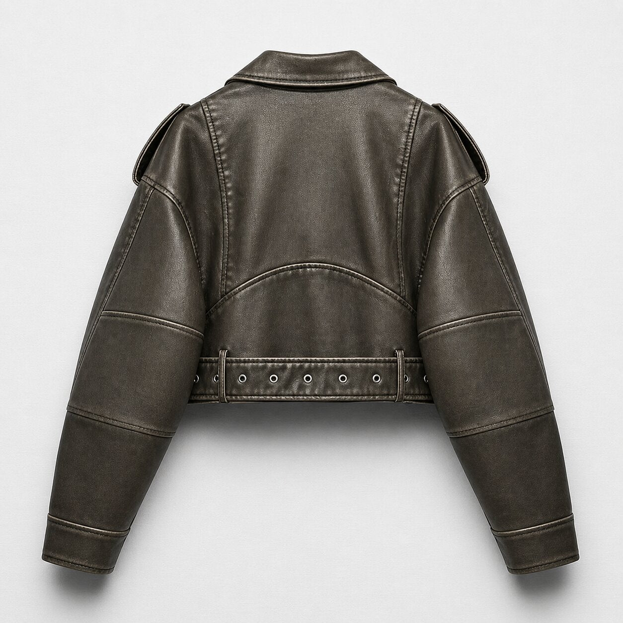 VALORA Cropped Leather Jacket