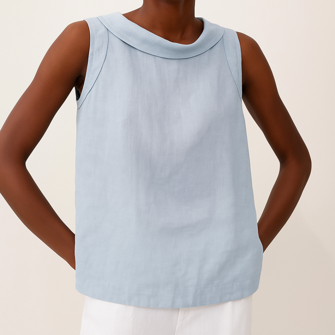 Carey Sleeveless Roll Collar Top