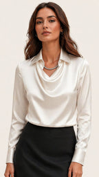 ROSALIA Satin Draped Shirt