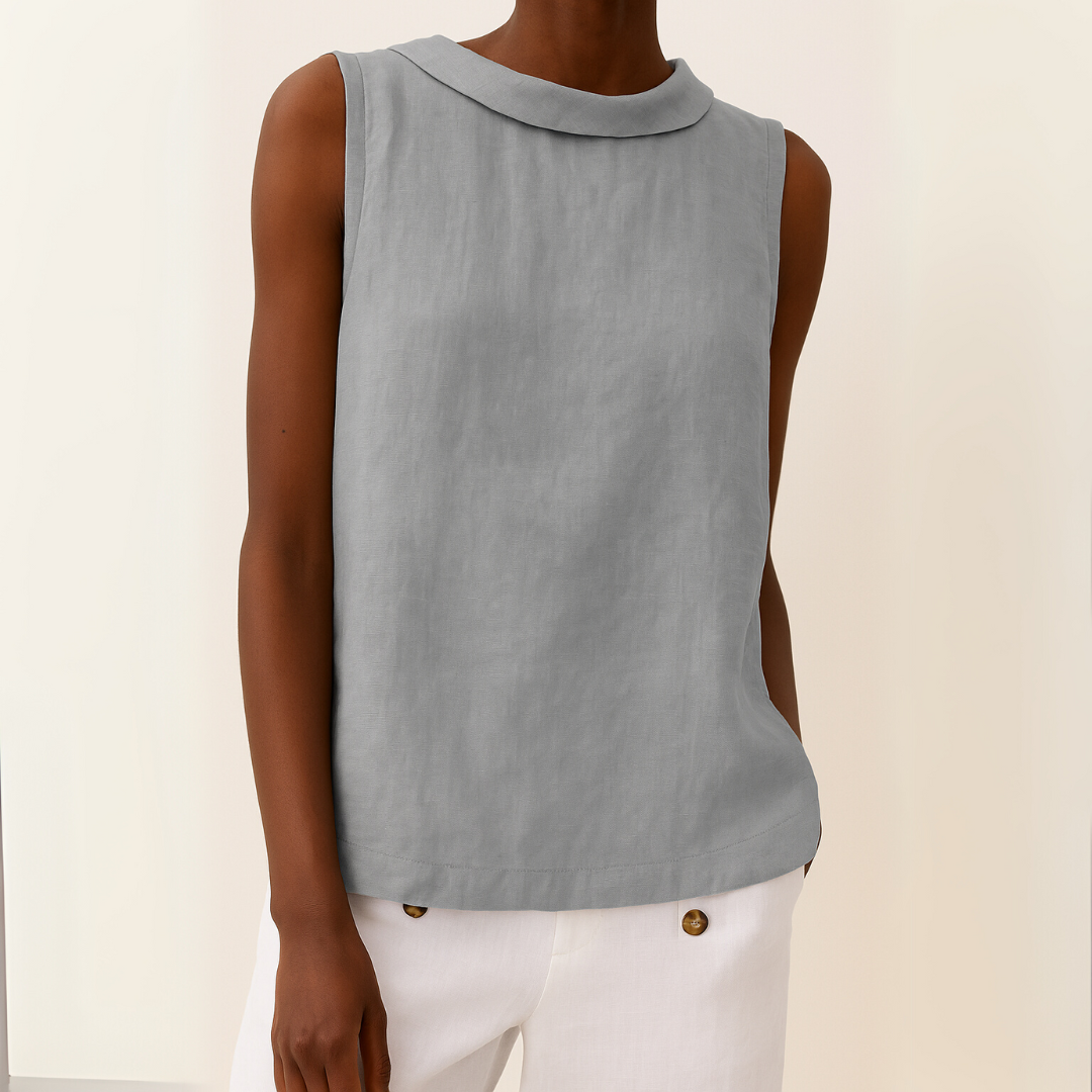 Carey Sleeveless Roll Collar Top