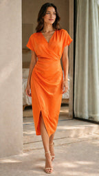 VARENA Draped Midi Dress