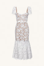 AVALINE Short Sleeve Lace Midi Dress