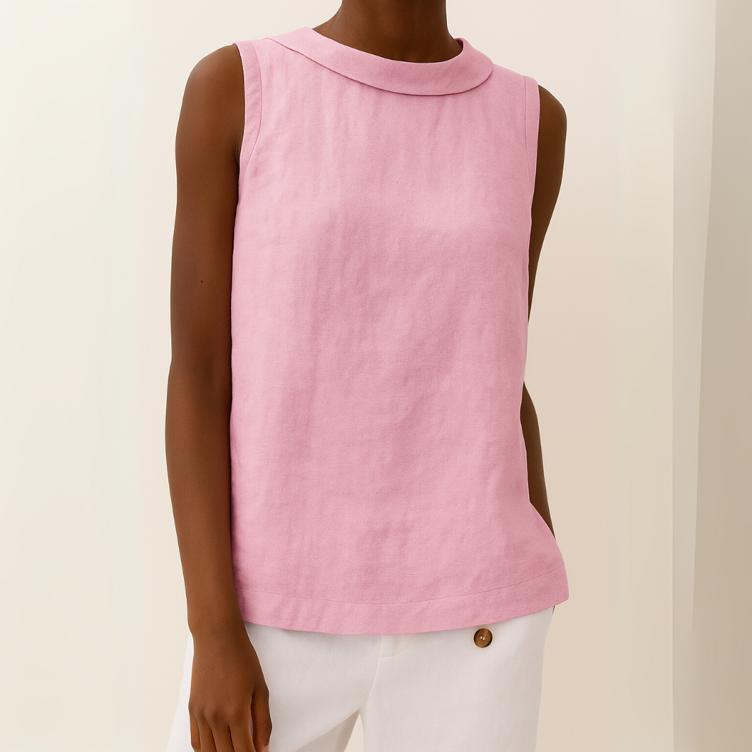 Carey Sleeveless Roll Collar Top