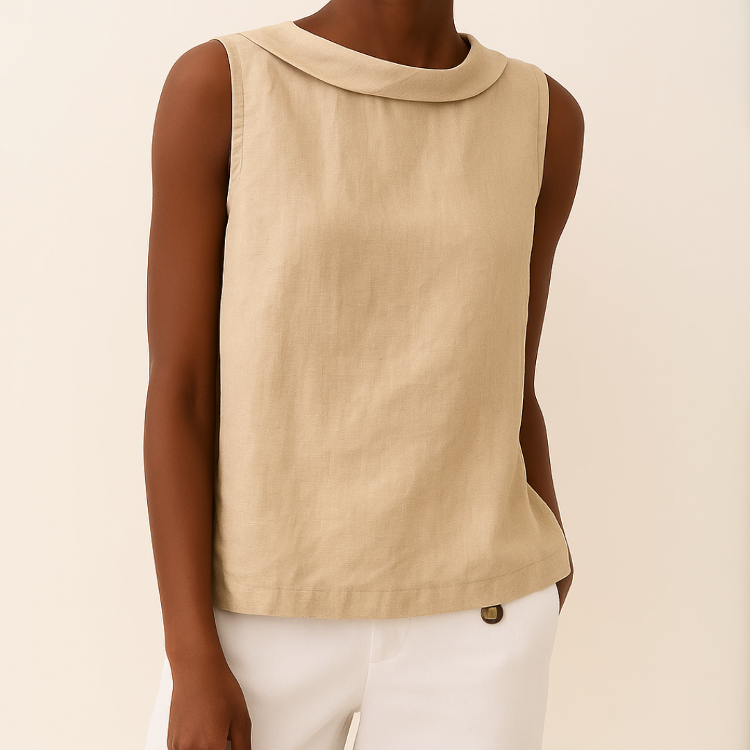 Carey Sleeveless Roll Collar Top