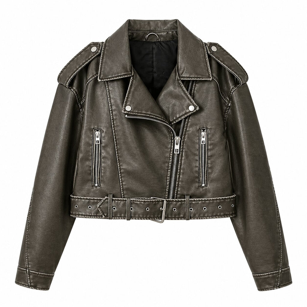VALORA Cropped Leather Jacket