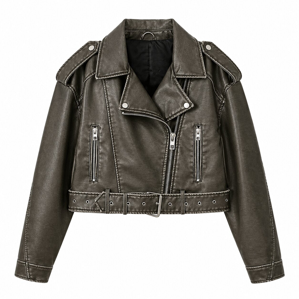 VALORA Cropped Leather Jacket