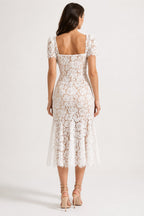 AVALINE Short Sleeve Lace Midi Dress
