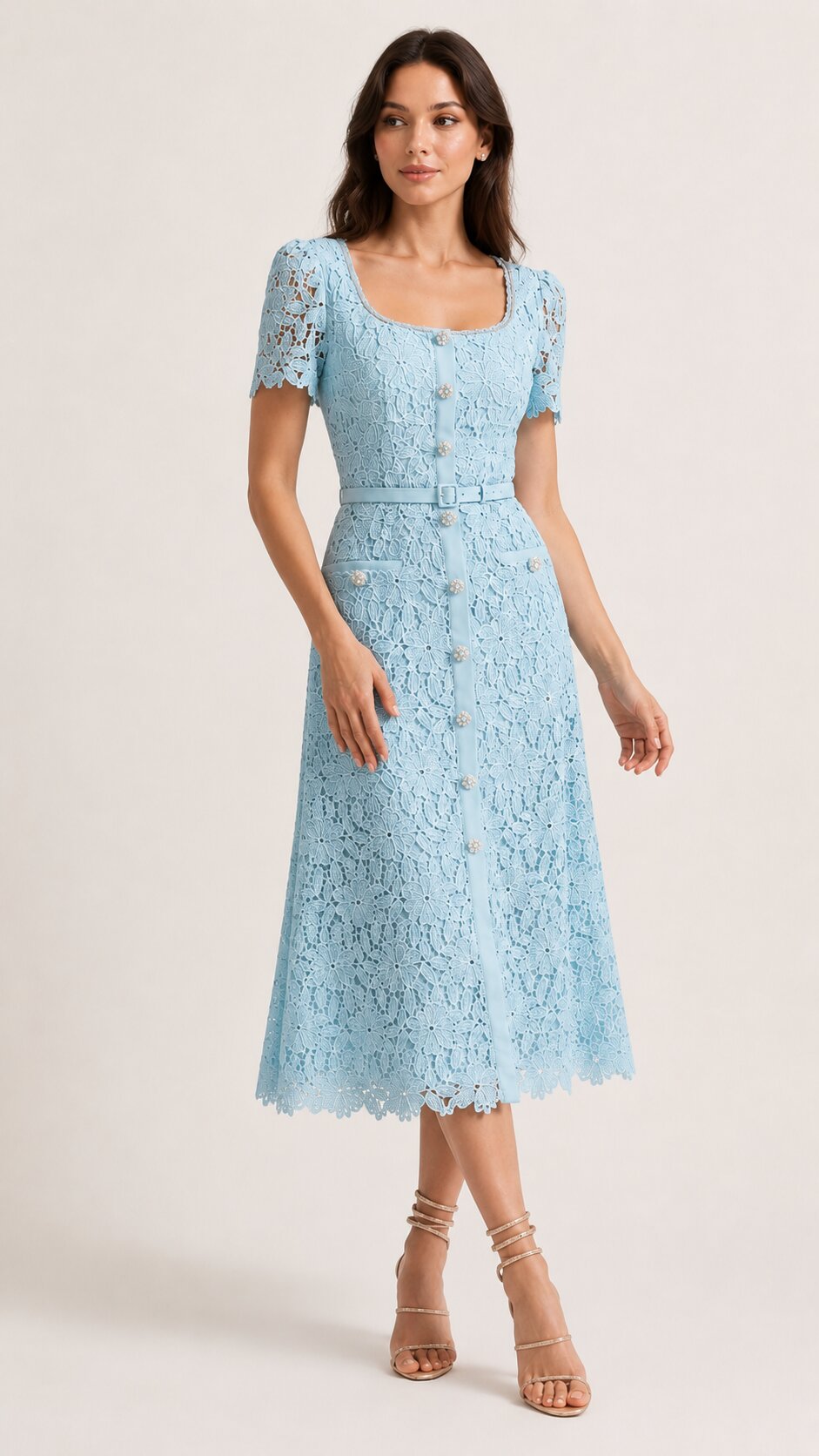 CELURA Embroidered Lace Dress