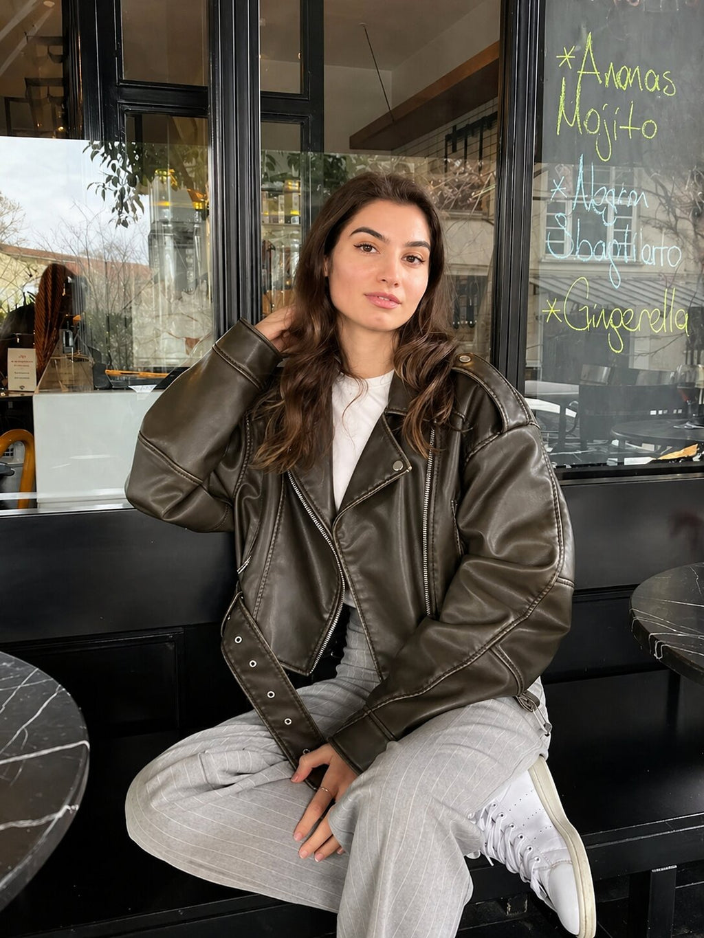 VALORA Cropped Leather Jacket