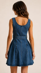 CELINA Denim Button Mini Dress