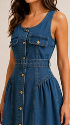 CELINA Denim Button Mini Dress