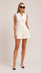 CELINE Tailored Vest & Pleated Skirt Set