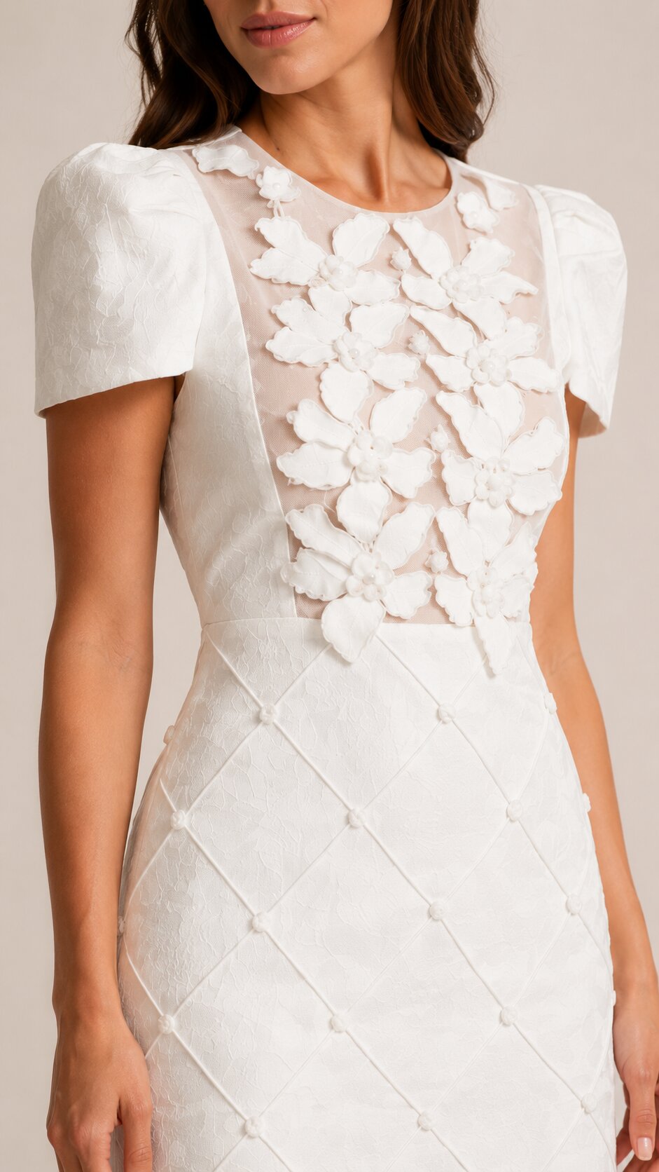 ÉLODIE Floral Appliqué Mini Dress