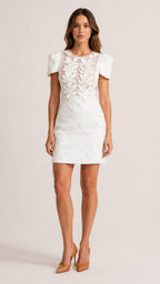 ÉLODIE Floral Appliqué Mini Dress