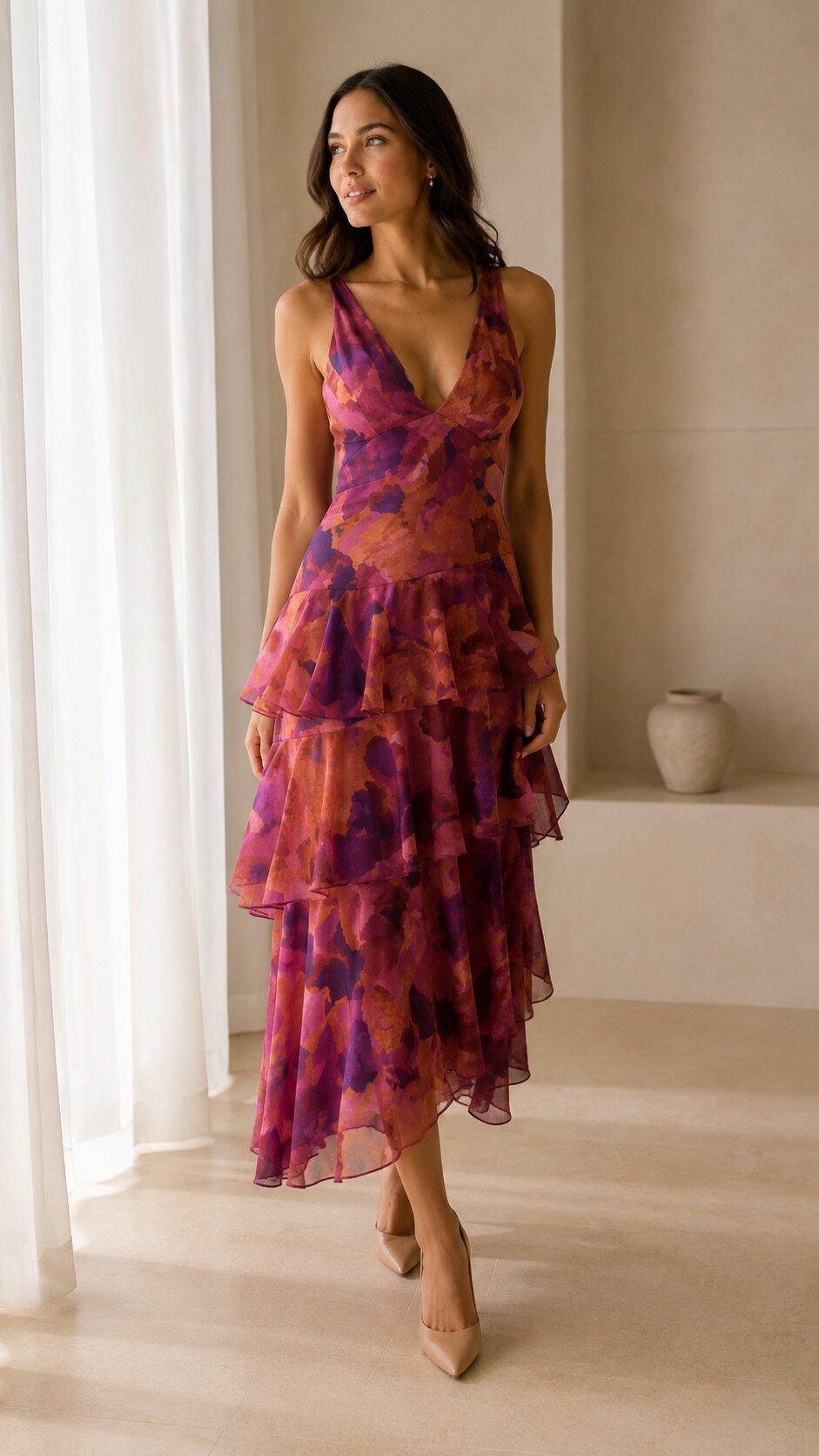 ISABELLA | Women's Chic Tiered Maxi Wedding Guest Dress