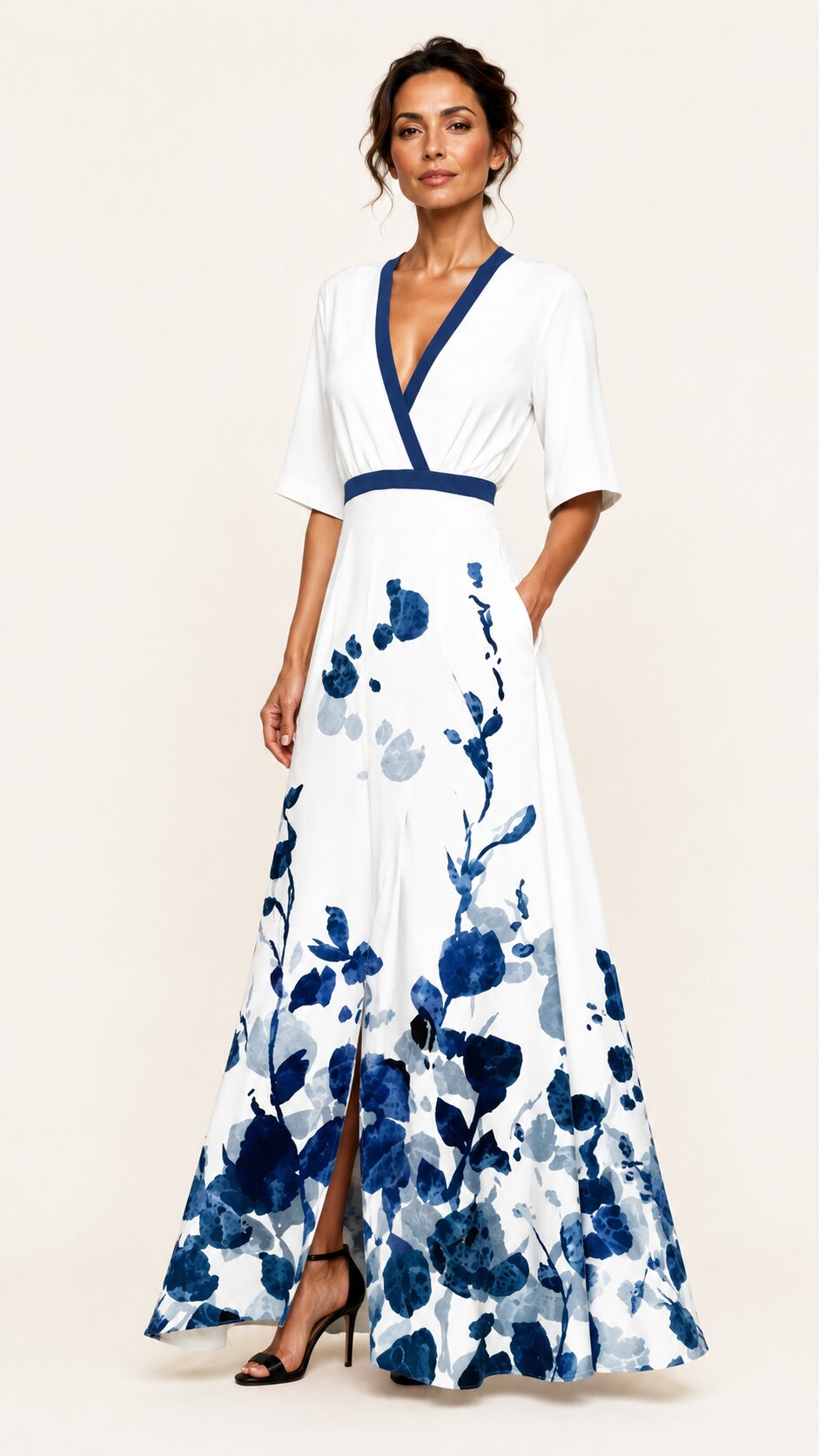 JANE Elegant Maxi Dress with Floral Pattern
