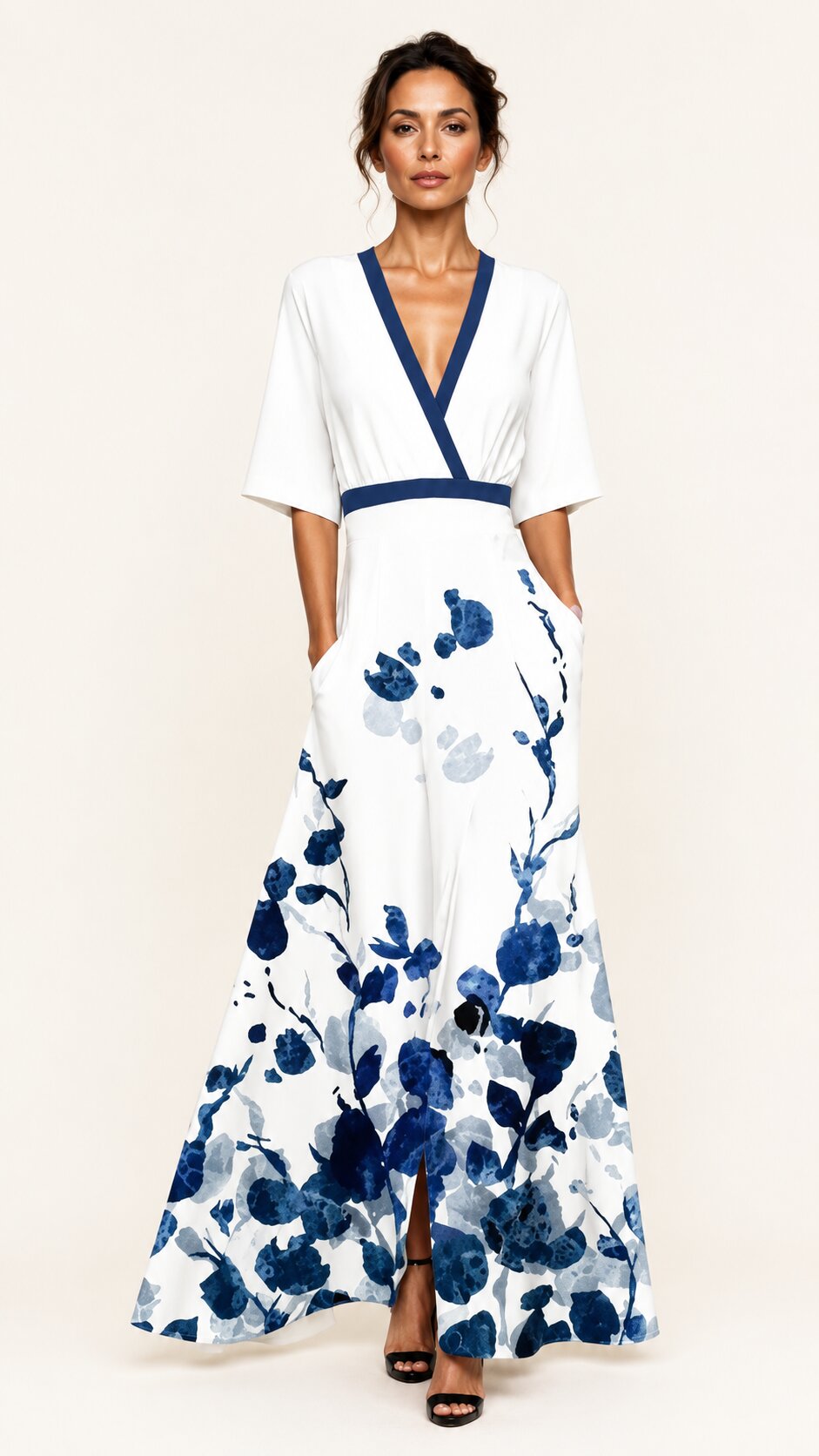 JANE Elegant Maxi Dress with Floral Pattern