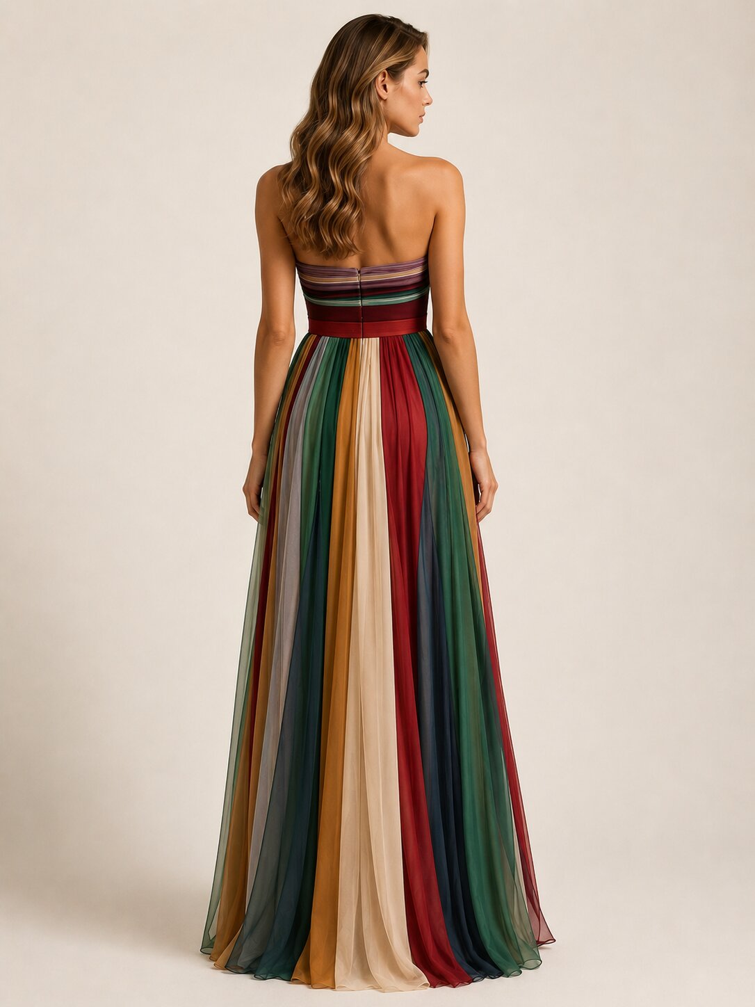JUDITH | Women's Strapless Pleated Summer Maxi Dress Strapless