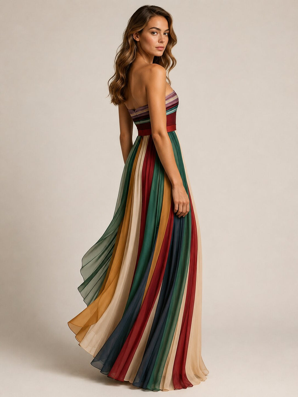 JUDITH | Women's Strapless Pleated Summer Maxi Dress Strapless
