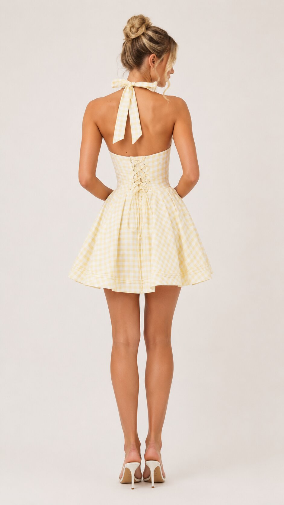 LILA Gingham Halter Mini Dress