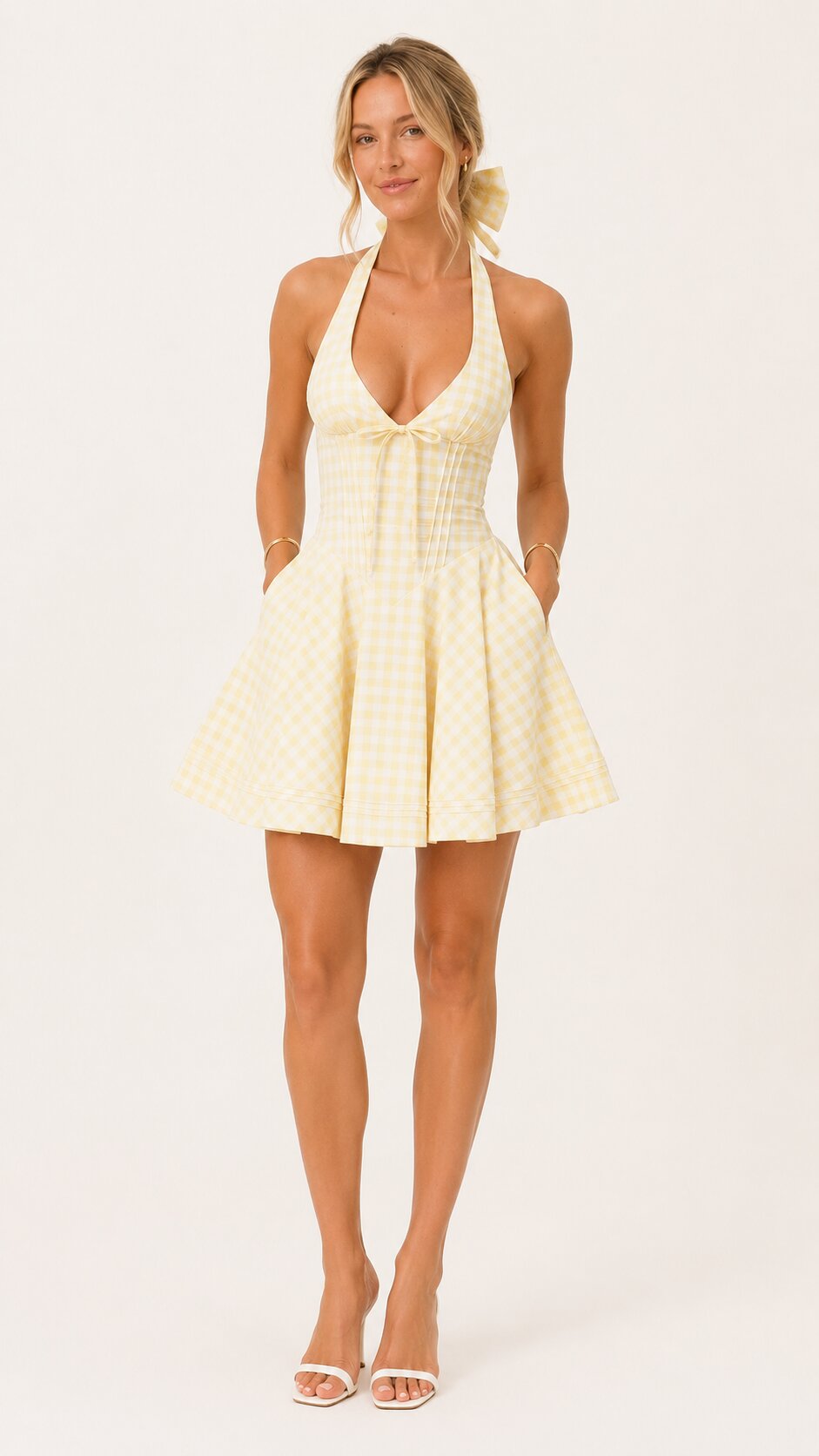 LILA Gingham Halter Mini Dress