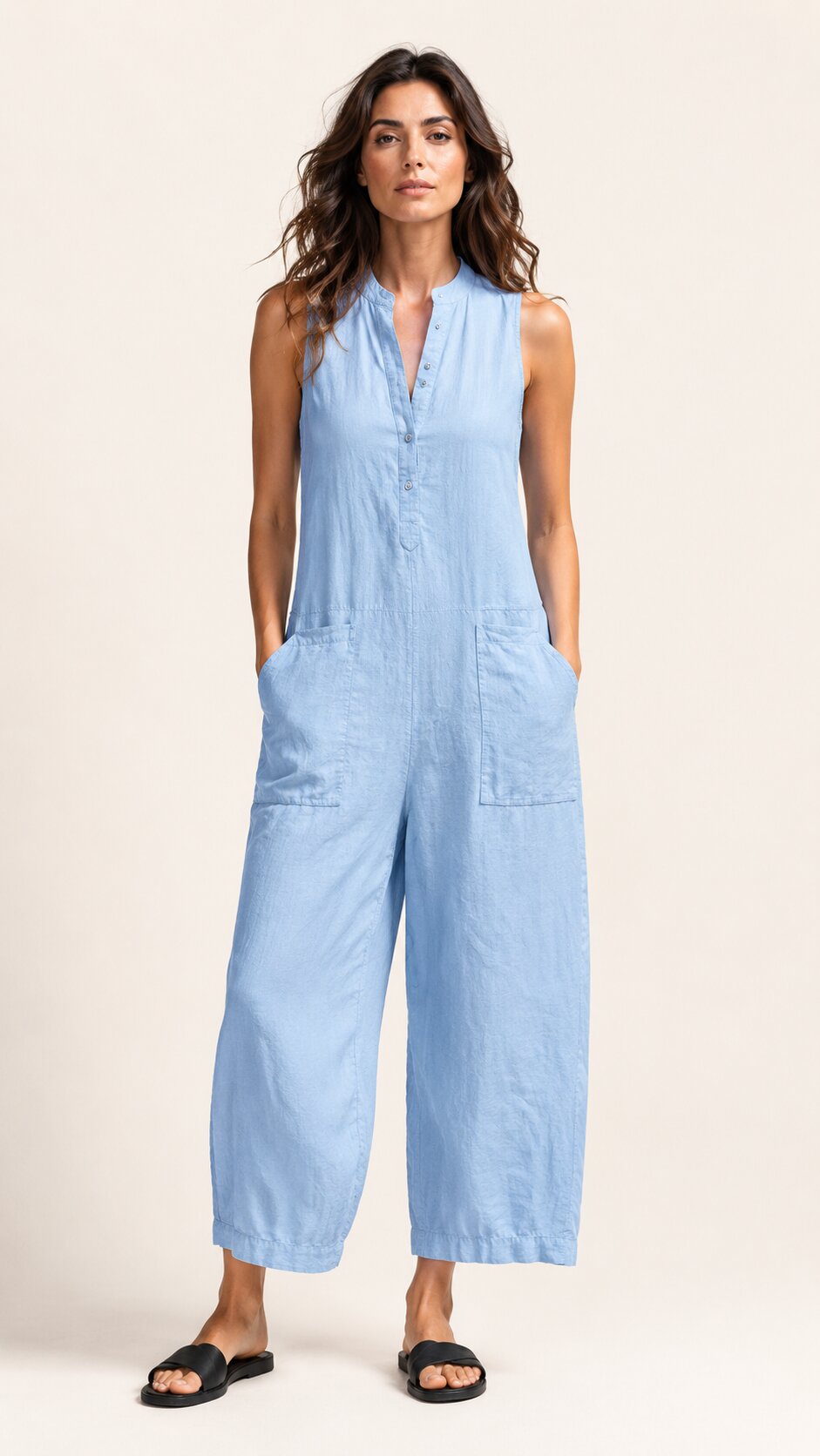 LUCY Sleeveless Linen Blend Jumpsuit