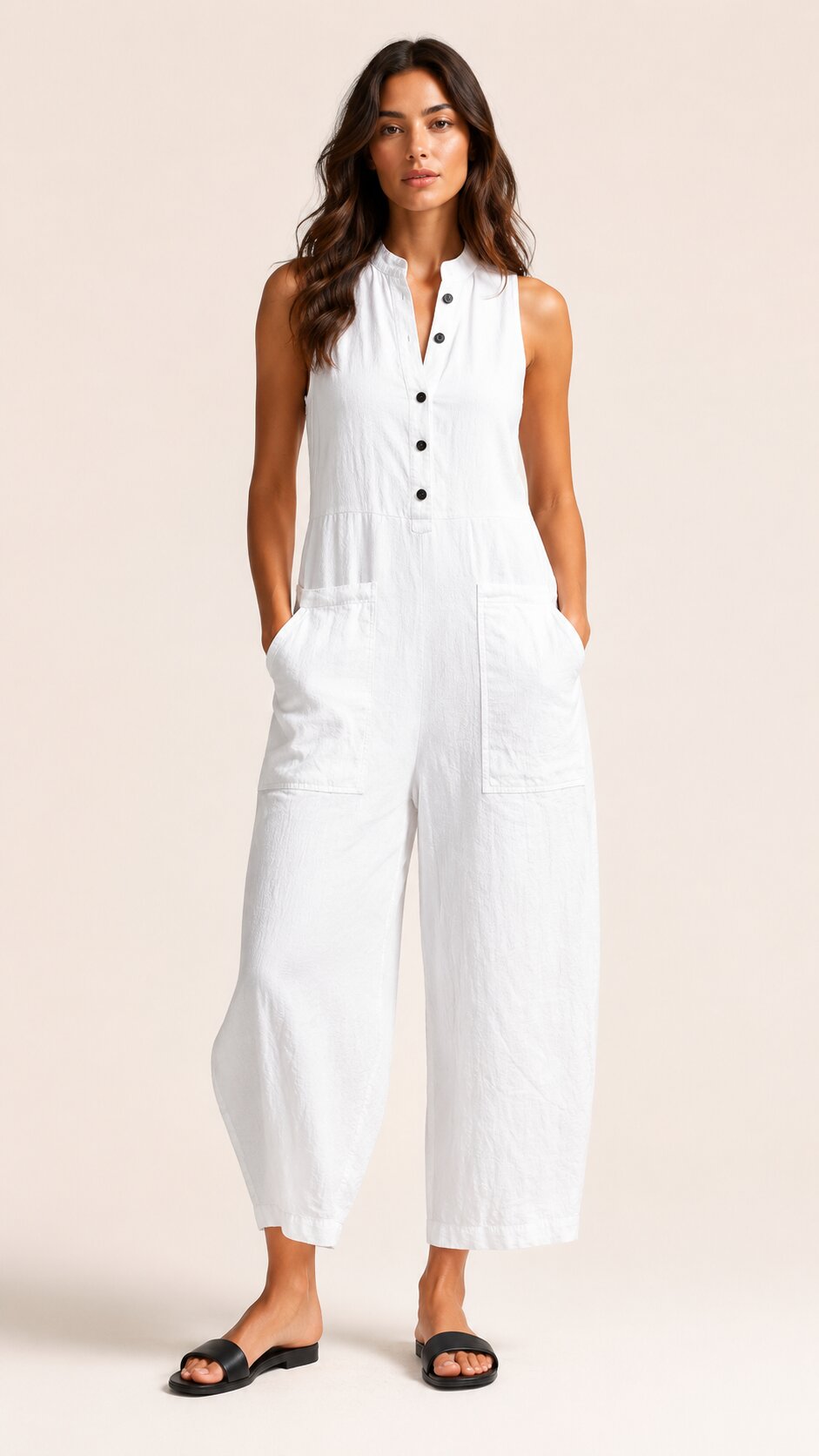 LUCY Sleeveless Linen Blend Jumpsuit