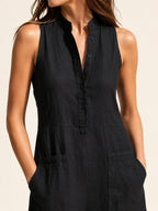 LUCY Sleeveless Linen Blend Jumpsuit
