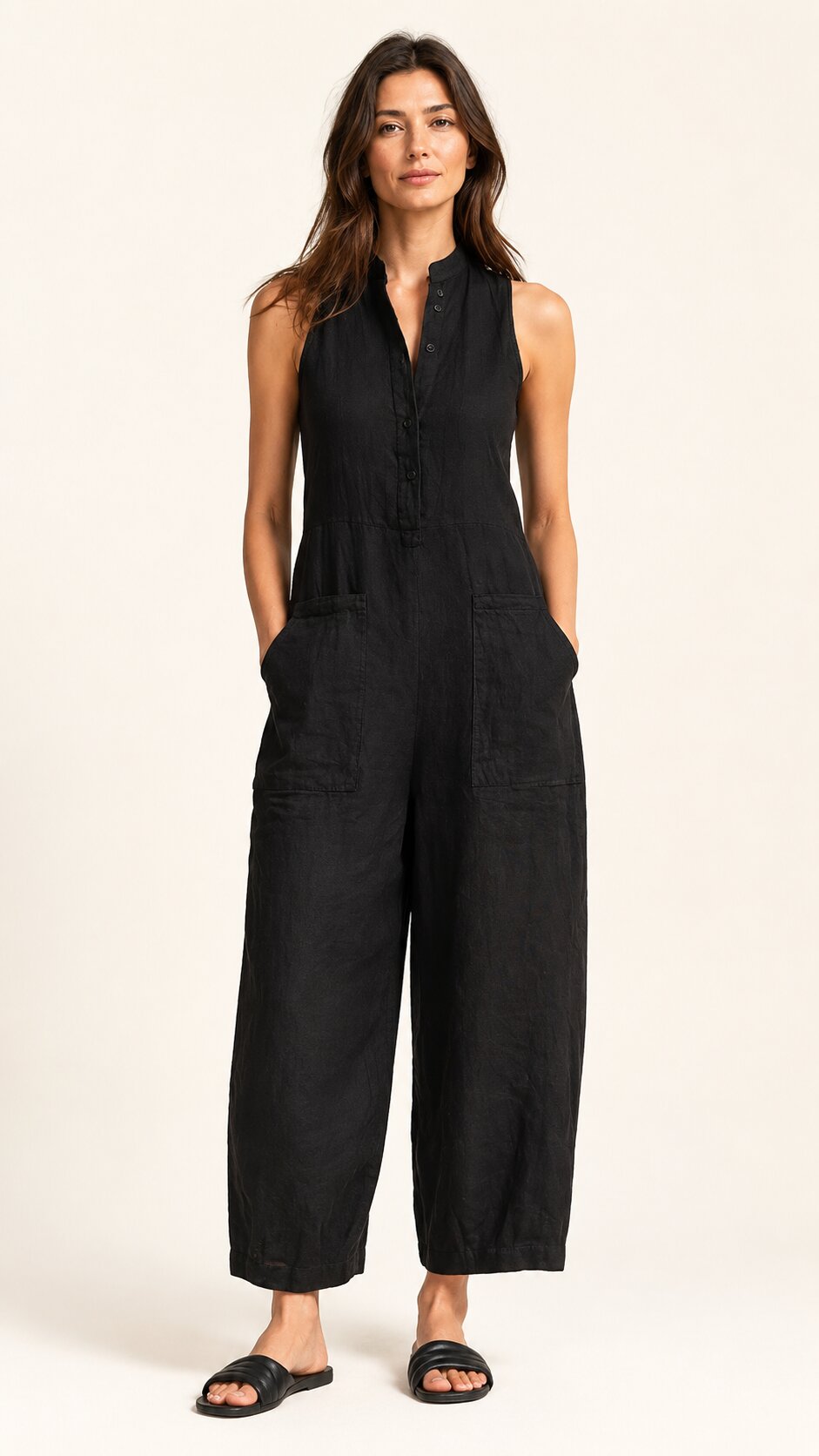LUCY Sleeveless Linen Blend Jumpsuit