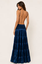 MIRABELLE Open Back Tiered Maxi Dress
