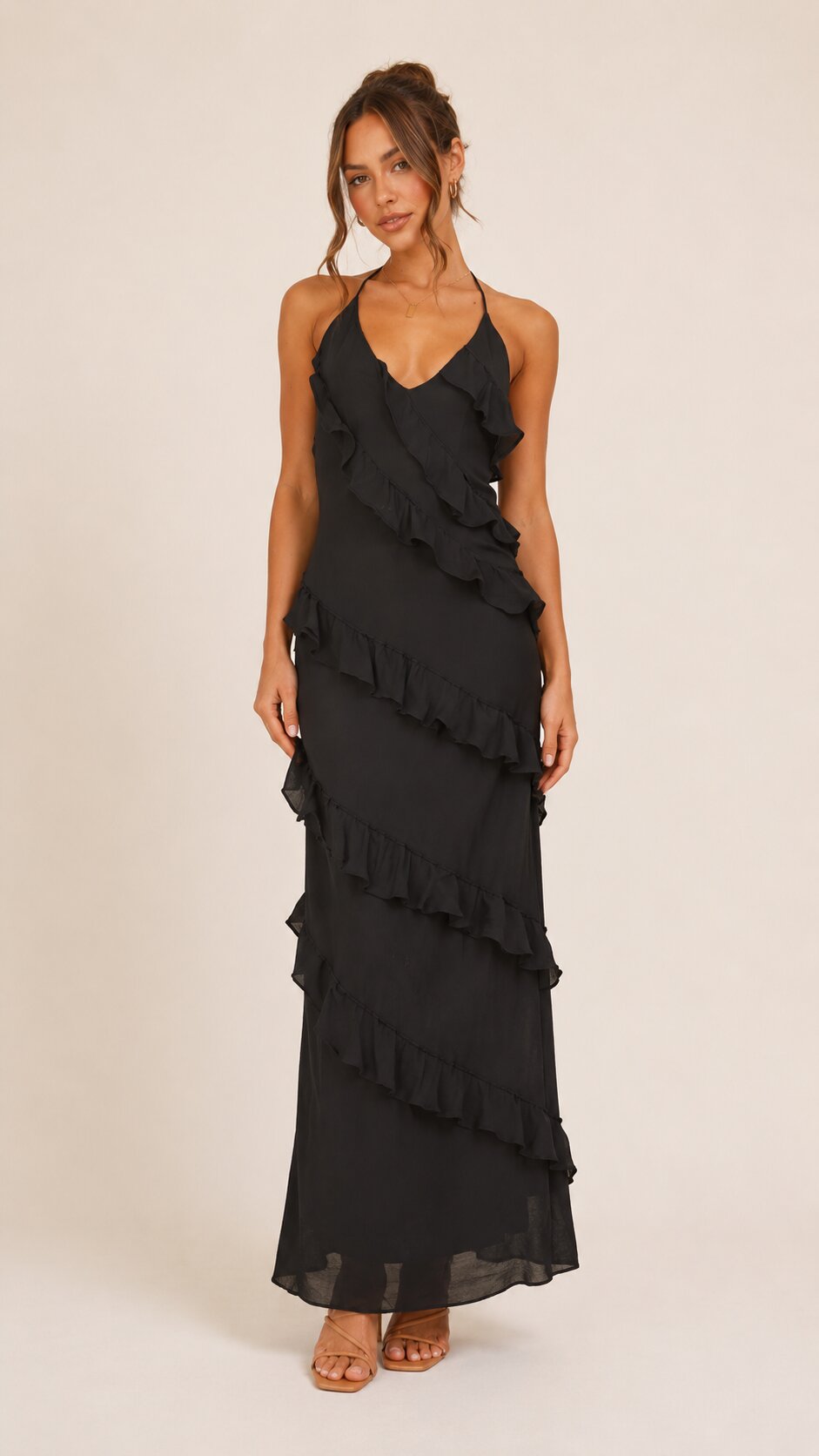 MIRELLE Tiered Ruffle Maxi Dress