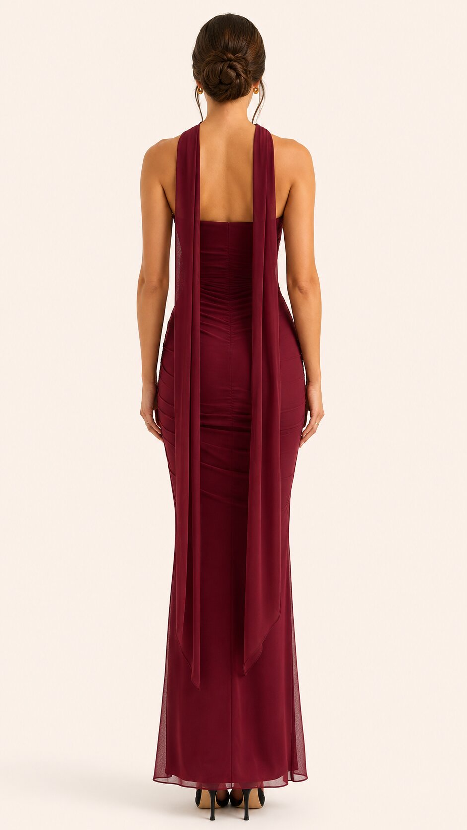 Malibu Mesh Corset & Maxi Skirt Set with Neck Scarf