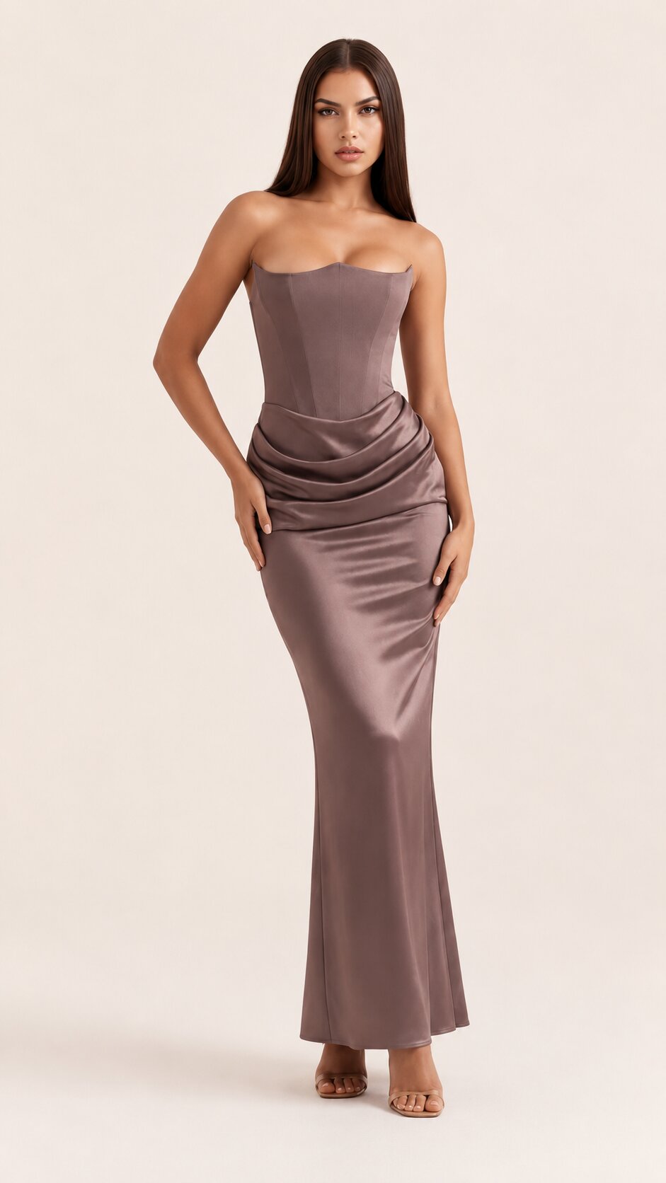 ROSALIE Sculpted Strapless Corset Maxi Dress
