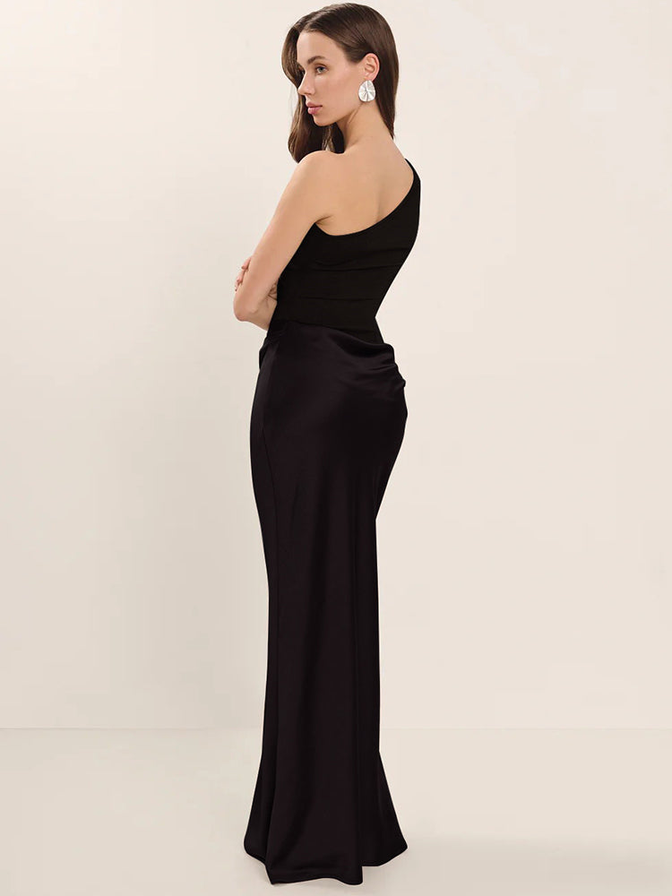 ANITA One-Shoulder Pleated Maxi Dress