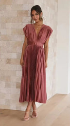 DELIA Pleated Midi Dress