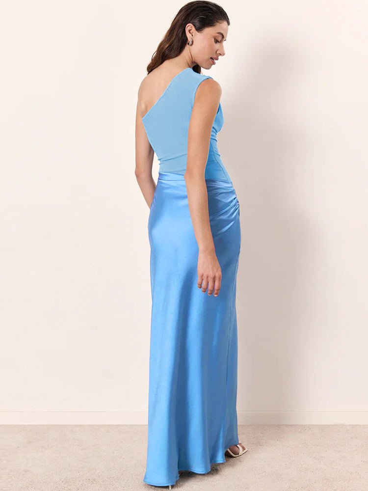 ANITA One-Shoulder Pleated Maxi Dress