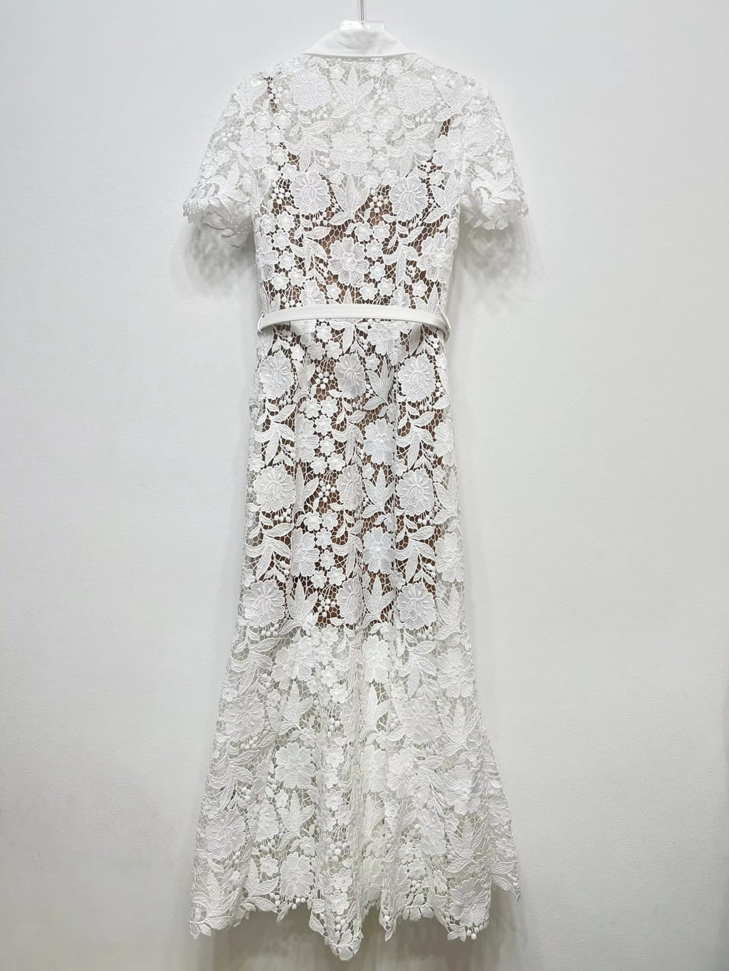 SERAPHINA Lace Fitted Midi Dress With Collar