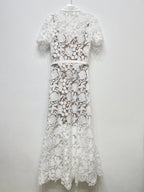 SERAPHINA Lace Fitted Midi Dress With Collar