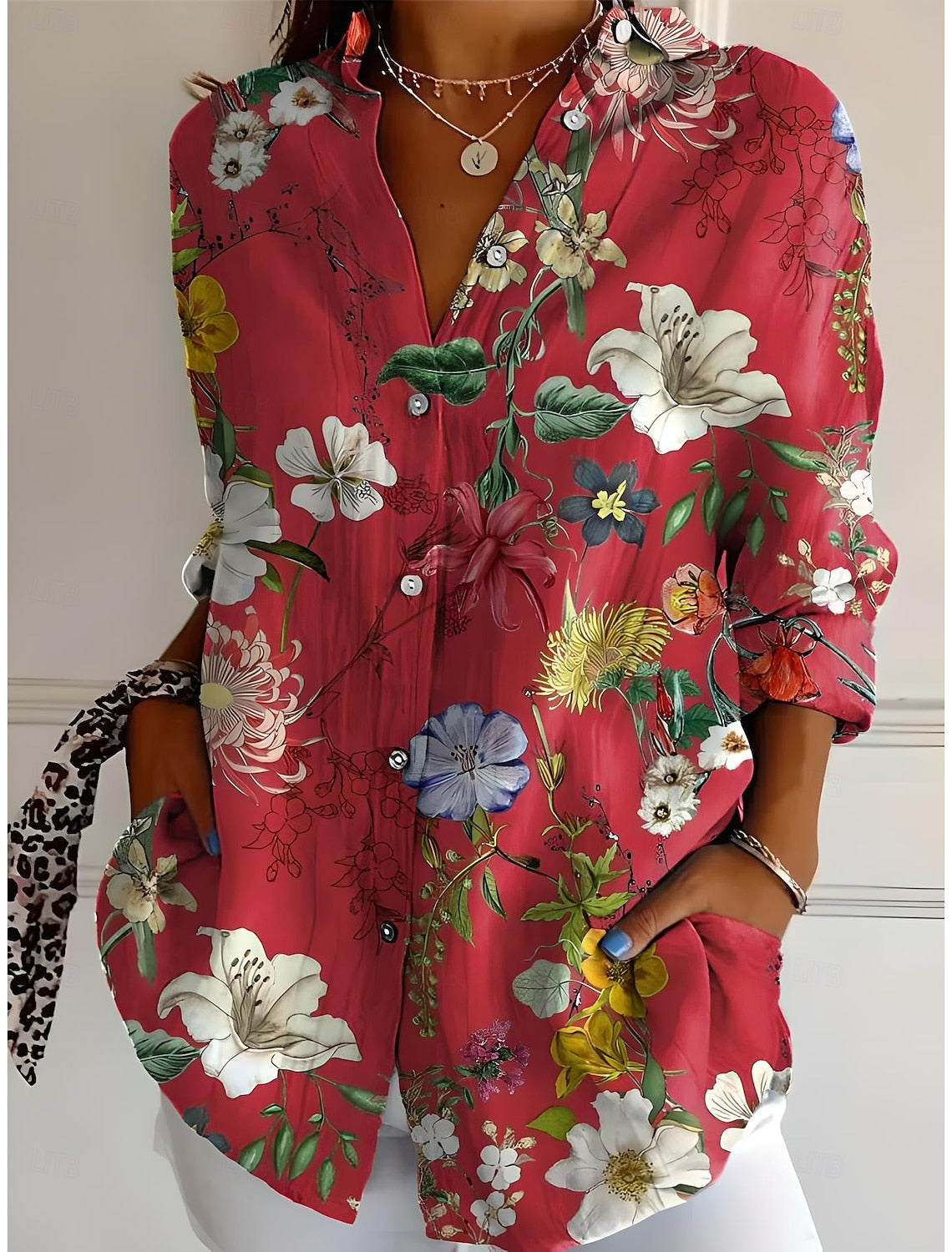 TALIA Colorful Floral Print Blouse