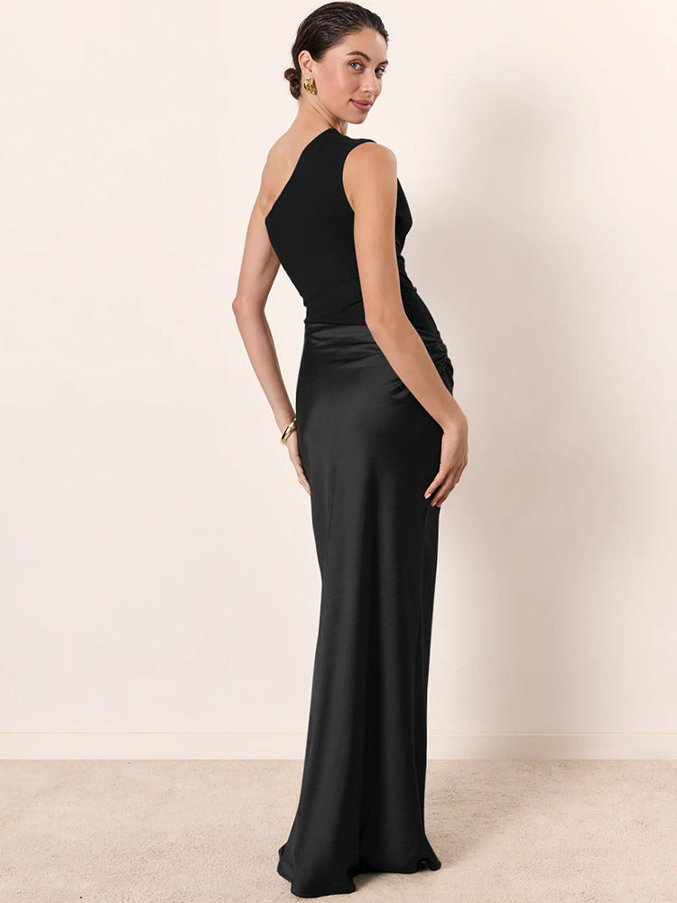 ANITA One-Shoulder Pleated Maxi Dress