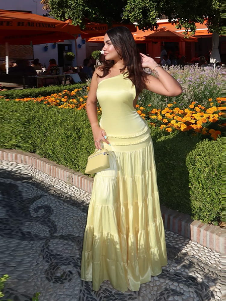 Sadie One-Shoulder Tiered Maxi Dress