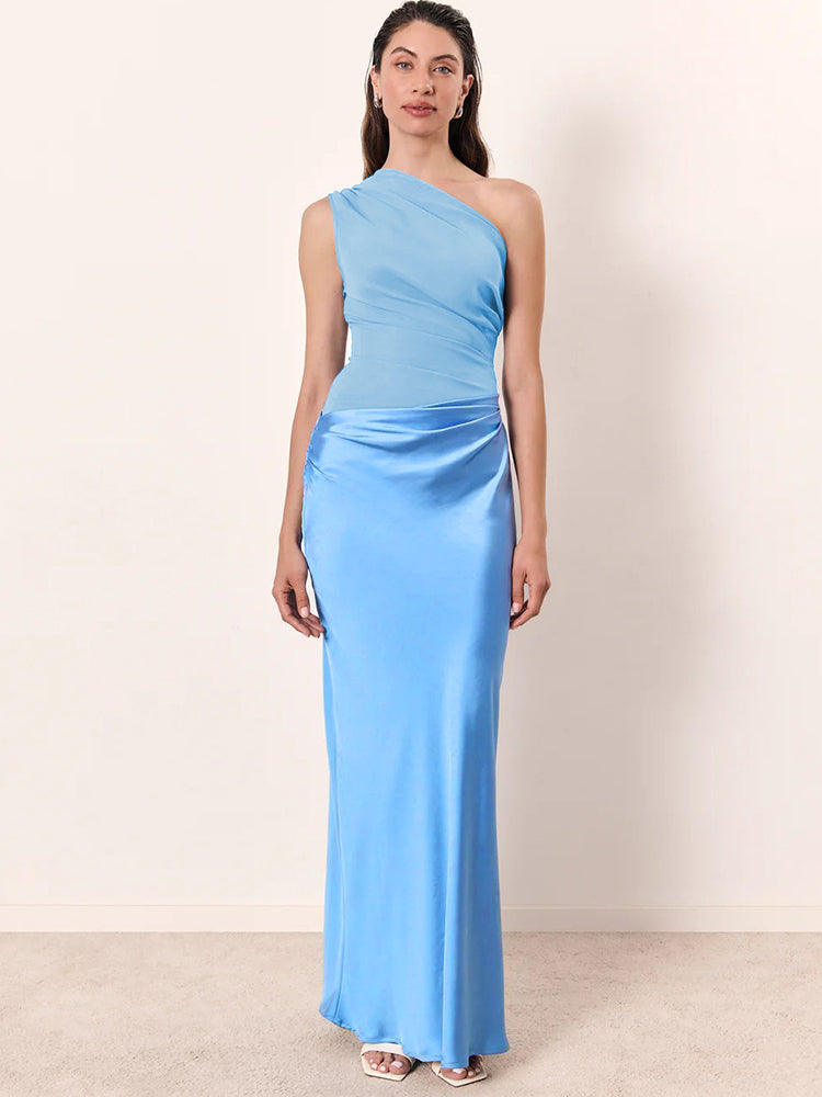 ANITA One-Shoulder Pleated Maxi Dress