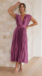 DELIA Pleated Midi Dress