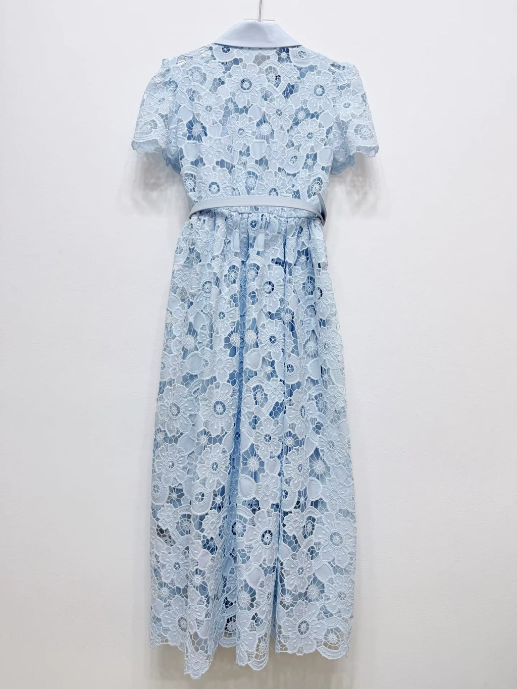 SERAPHINA Lace Fitted Midi Dress With Collar