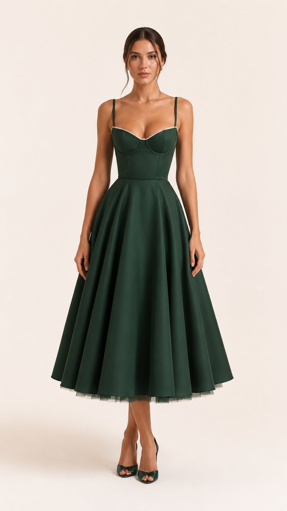 SELINE Midi Dress with Tulle Layers and Secret Pockets