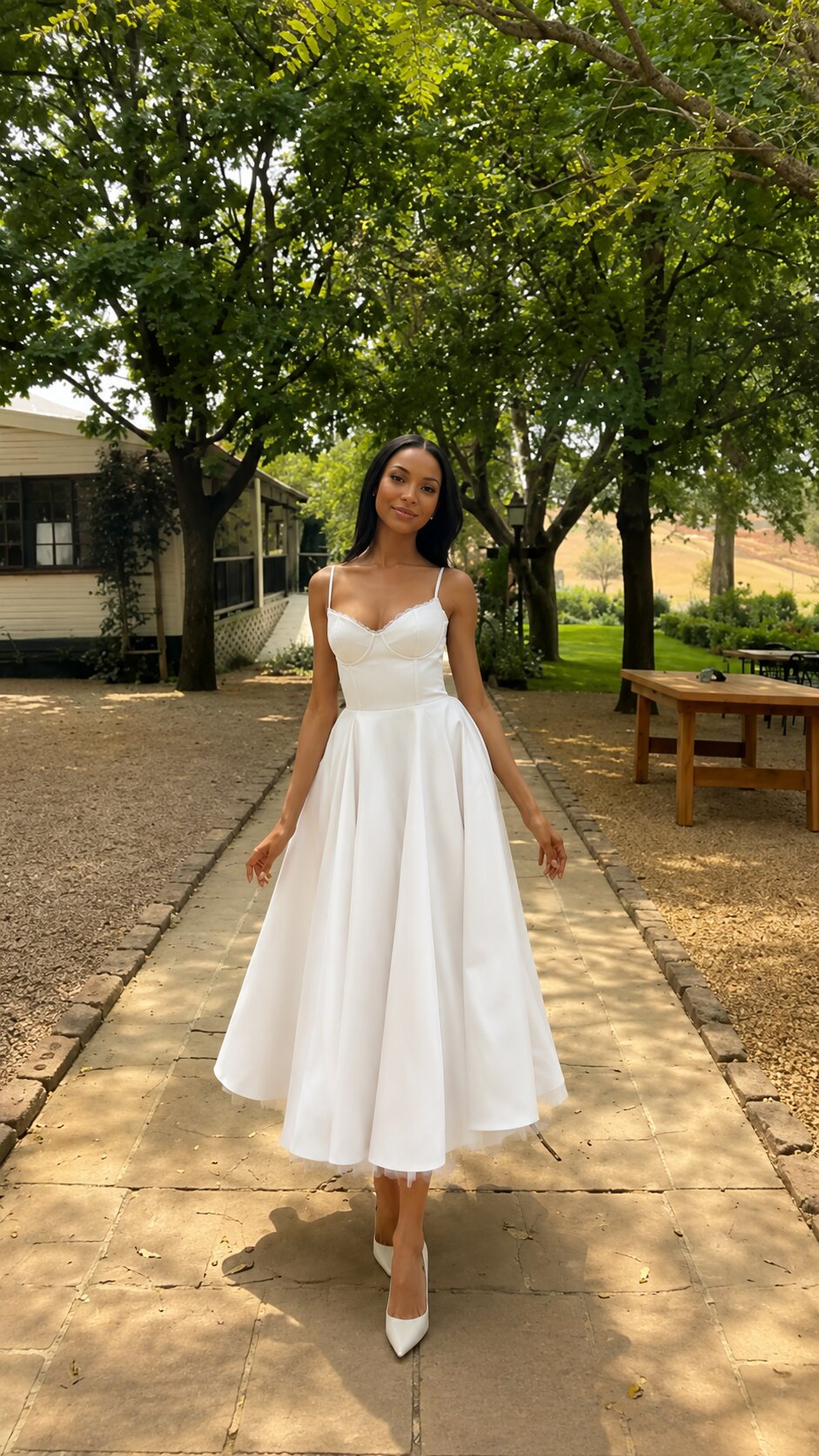 SELINE Midi Dress with Tulle Layers and Secret Pockets