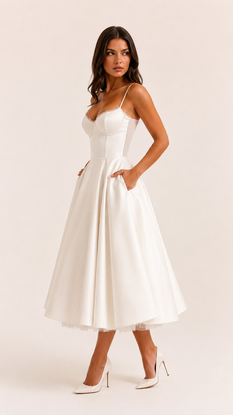 SELINE Midi Dress with Tulle Layers and Secret Pockets